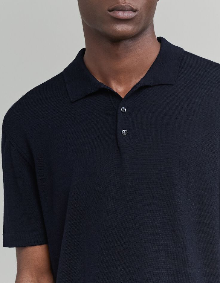 Poloshirt f&uuml;r Herren aus 100% Merinowolle, navy-2