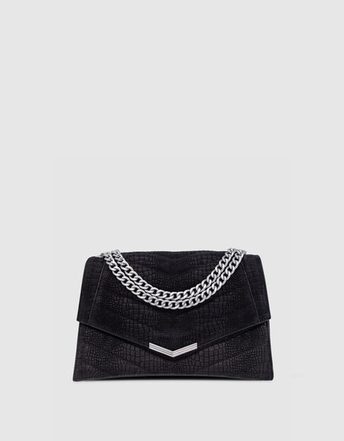 Bolso THE 1. de cuero repujado negro efecto cocodrilo Talla L - IKKS