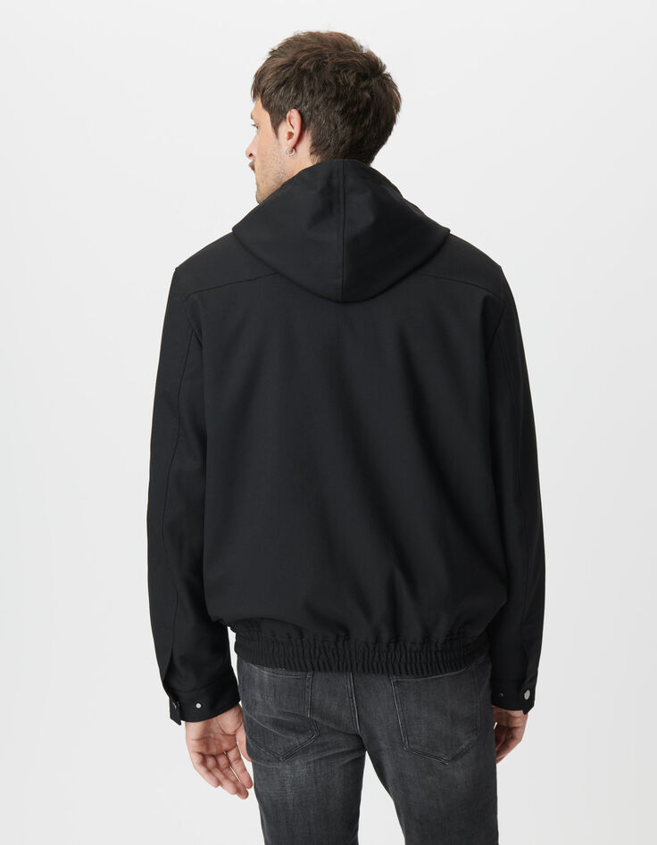 Blouson noir parementure noire amovible Homme-3