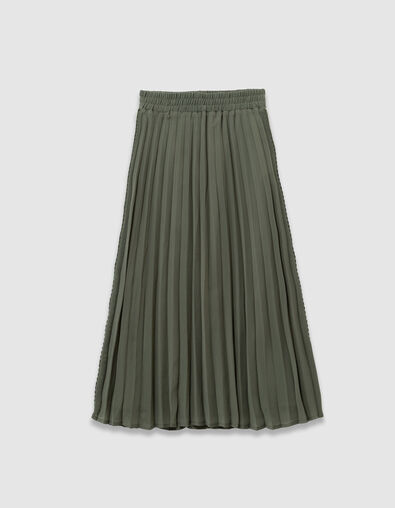 Khakifarbener langer Rock  Stickerei und Falten  M&auml;dchen - IKKS