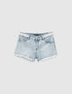 Mädchen-Jeansshorts mit Spitze, Bio, in Bleach Blue -1