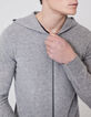 Men’s grey marl cashmere hooded cardigan-4