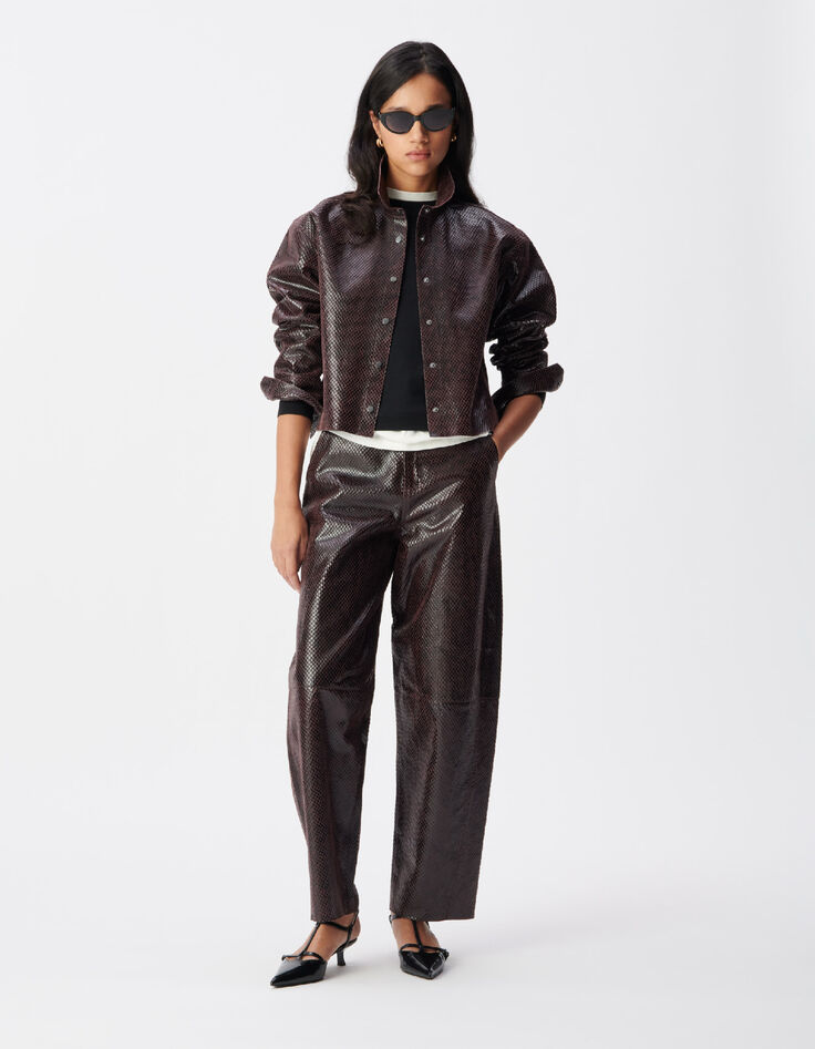 Pantalon droit imprim&eacute; python Femme-8