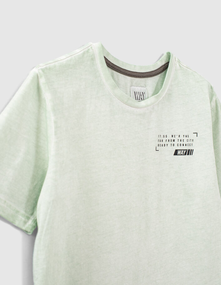 Boys’ mint organic T-shirt with photos on back - IKKS