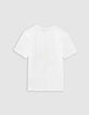 T-shirt blanc coton bio visuel feuillage pixellisé garçon-5