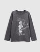 Boys' charcoal grey marl guitarist image T-shirt-1