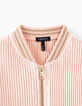 Cardigan rose poudré forme bomber en velours plissé fille-3