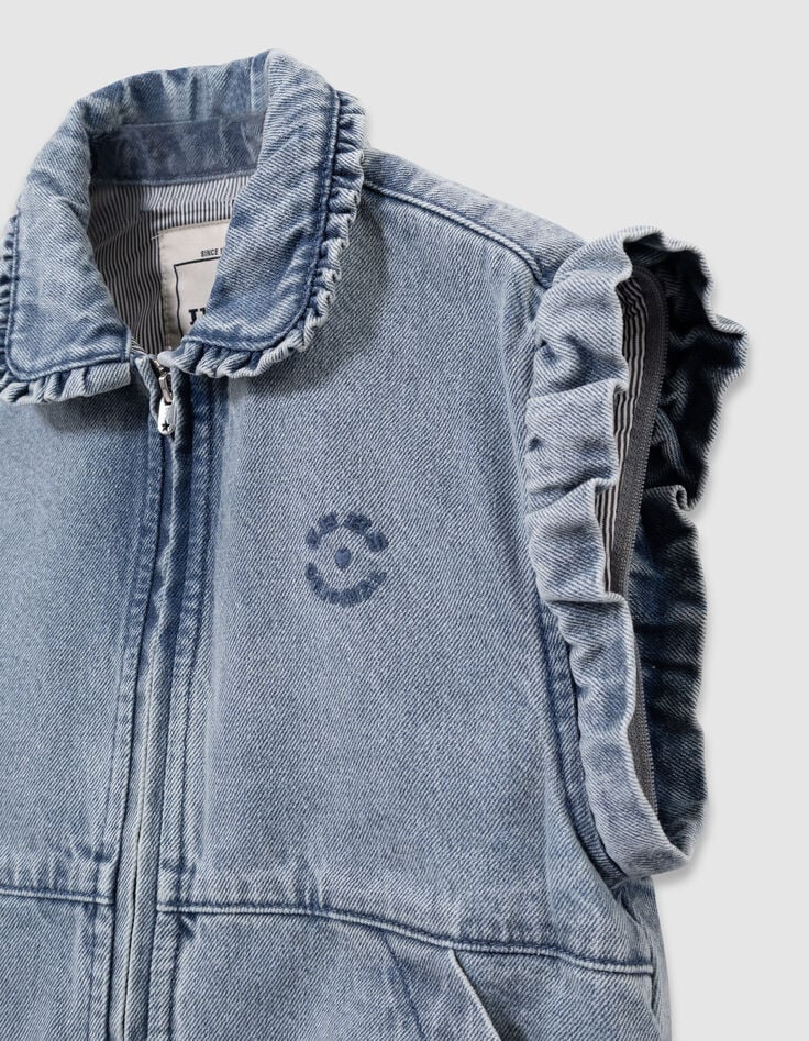 Chaqueta vaquera azul mangas extraíbles niño-7