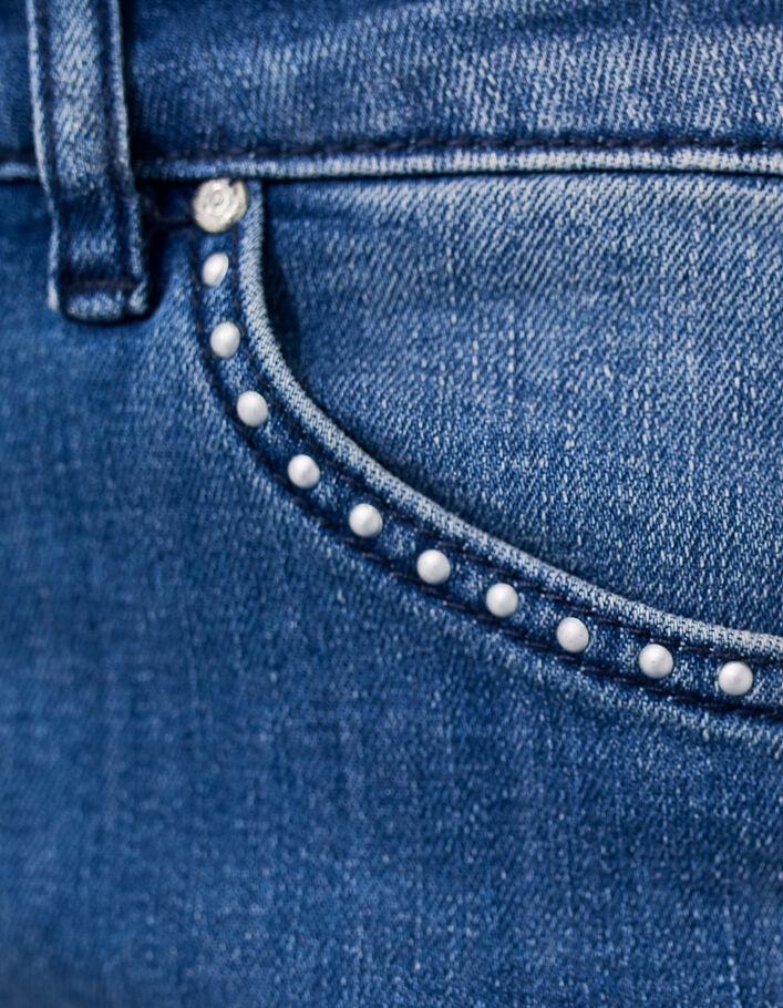 Jean bleu slim en coton sculpt up mid high waist bijoux poches femme - IKKS