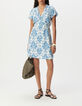Robe LENZING&trade; ECOVERO&trade; imprim&eacute; fa&iuml;ence bleu Femme-1