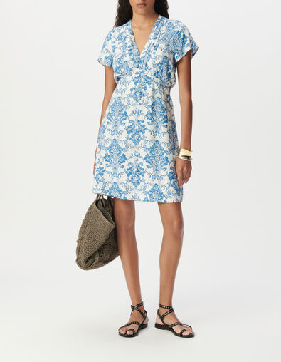 Robe LENZING&trade; ECOVERO&trade; imprim&eacute; fa&iuml;ence bleu Femme - IKKS