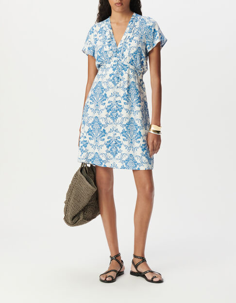 Robe LENZING&trade; ECOVERO&trade; imprim&eacute; fa&iuml;ence bleu Femme - IKKS