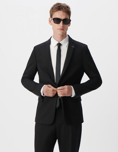 Veste de costume SLIM noire maille Milano Homme - IKKS