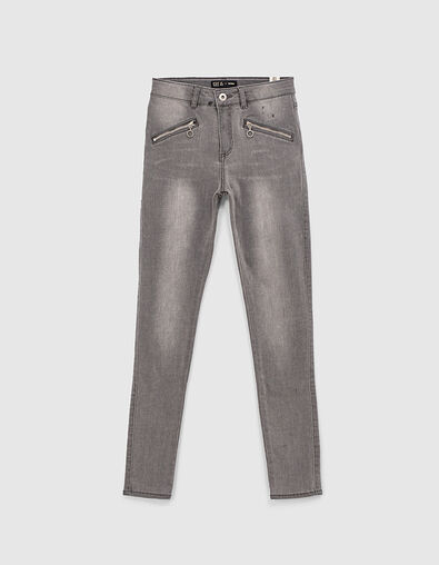 Vaquero skinny gris antracita bolsillos cremallera niña - IKKS