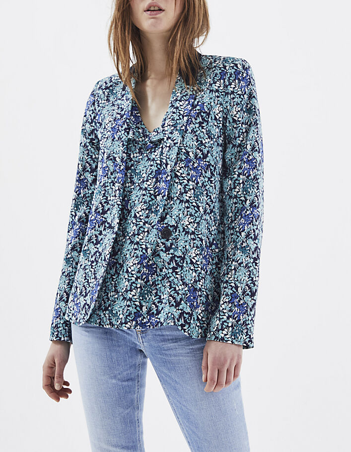 Women’s Sea Flowers print suit jacket + contrasting collar-2