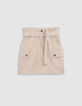 Jupe courte beige esprit battle ceintur&eacute;e Femme-6