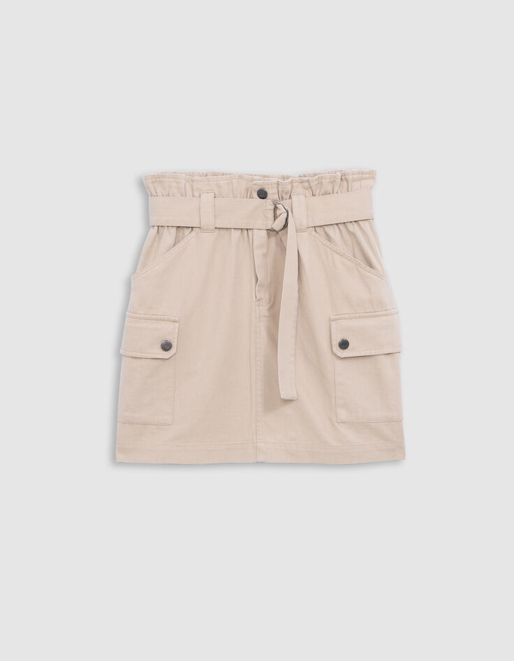 Jupe courte beige esprit battle ceintur&eacute;e Femme-6