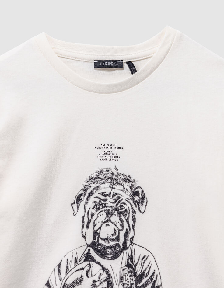 T-shirt blanc coton bio visuel chien garçon-4 T-shirt blanc coton bio visuel chien garçon-4
