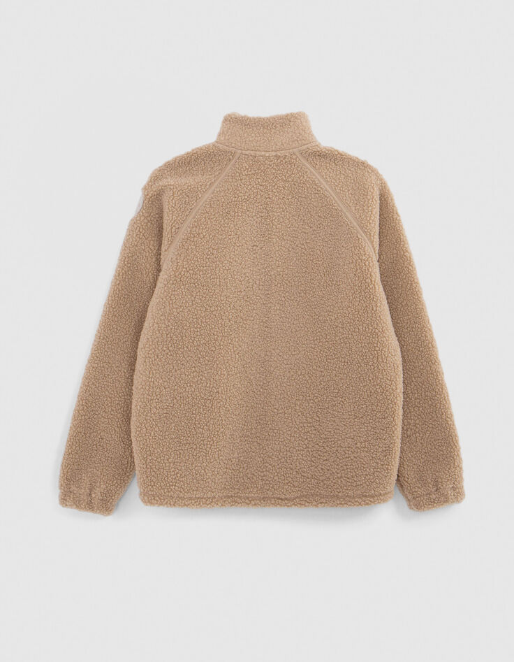Cárdigan beige sherpa reciclado bolsillos cremallera niño-3 Cárdigan beige sherpa reciclado bolsillos cremallera niño-3