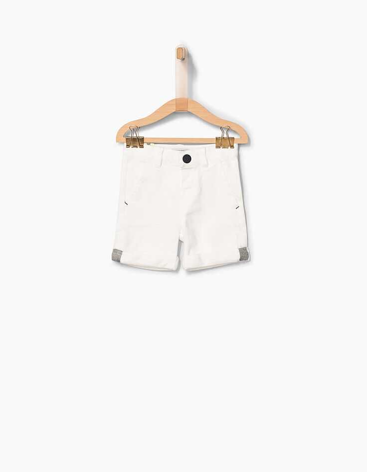 Witte bermuda met omslag voor babyjongens -1
