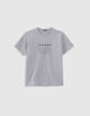 Grey short-sleeved T-shirt with slogan-6