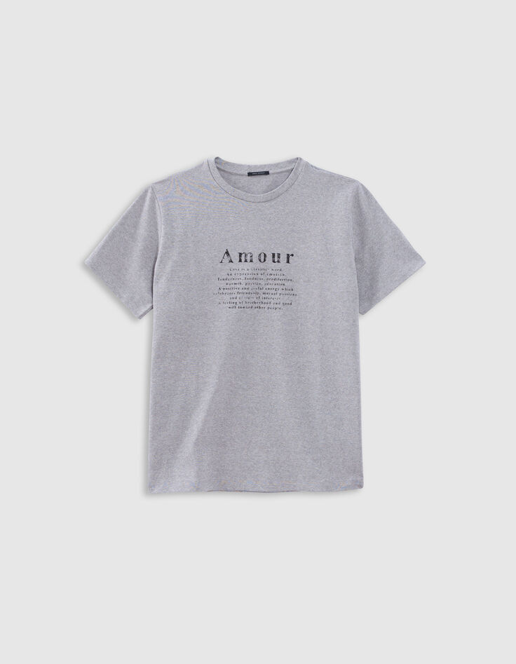 Grey short-sleeved T-shirt with slogan-6