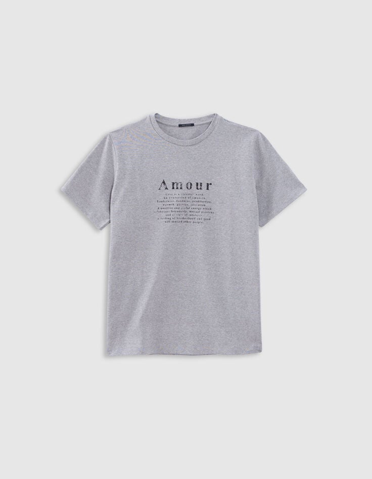 Grey short-sleeved T-shirt with slogan-6 Grey short-sleeved T-shirt with slogan-6