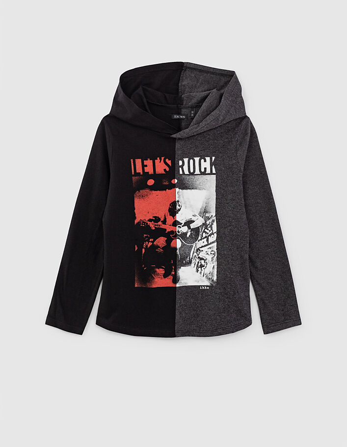 Boys' black and grey guitarist image T-shirt - IKKS