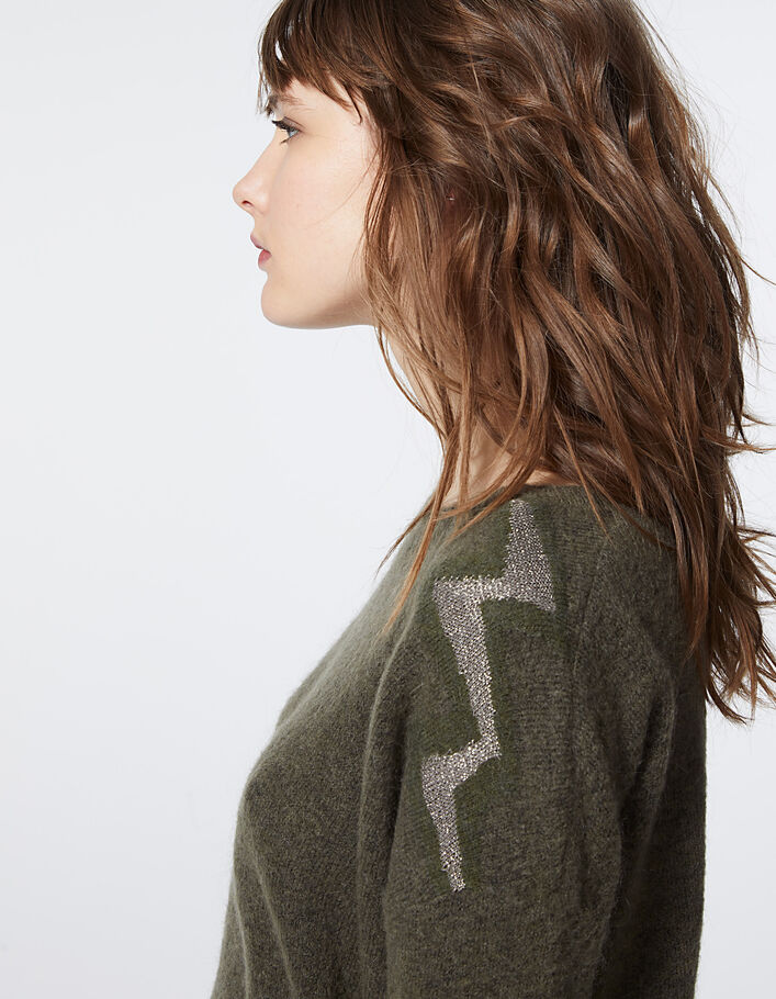 Women’s khaki lightning decor sweater with mohair - IKKS