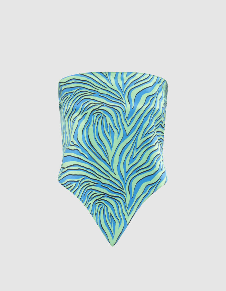 Bustier-foulard turquoise à imprimé zébré Femme-3