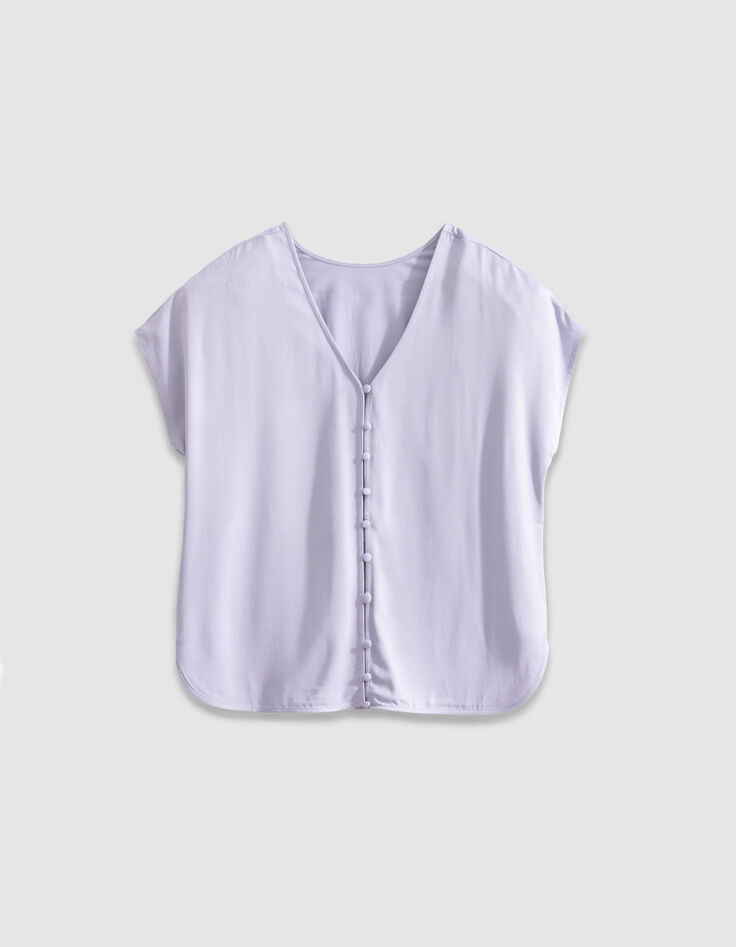 Mujer top reversible lila manga corta delante/detr&aacute;s-4