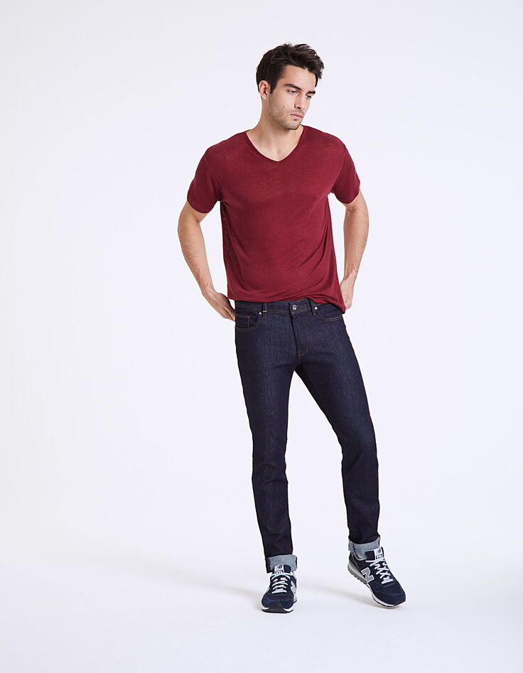 Marineblauwe ongewassen slim jeans Heren-1