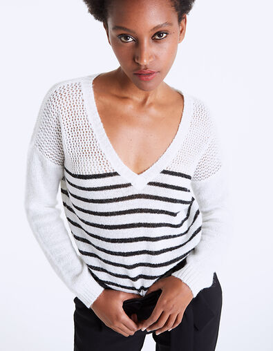 Pull marinière en laine mousseuse femme - IKKS