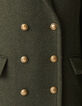 Women’s khaki long pea coat with engraved buttons-7