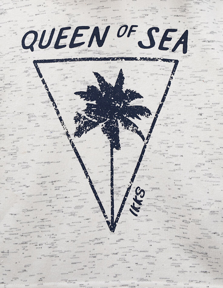 Gebroken witte sweater met kap en navy print meisjes-3 Gebroken witte sweater met kap en navy print meisjes-3