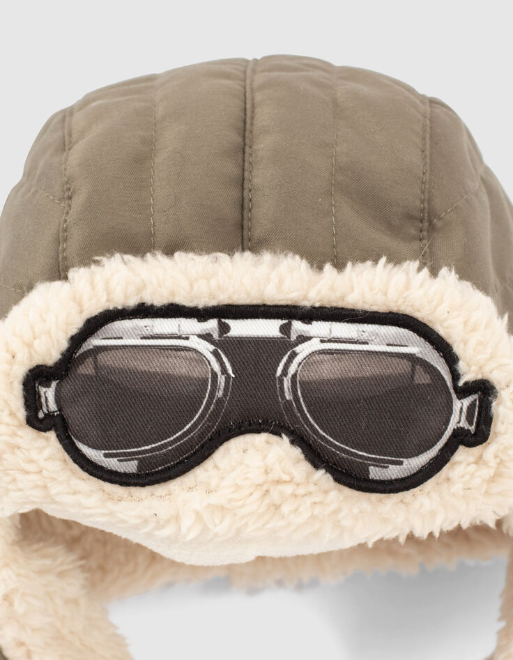 Chapka kaki fourrée avec visuel lunettes bébé garçon-4