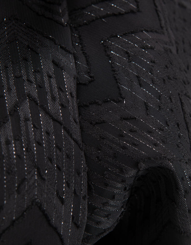 Woman's black herringbone jacquard voile dress-8