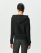 Pull à capuche noir tricot fin lurex Femme-3