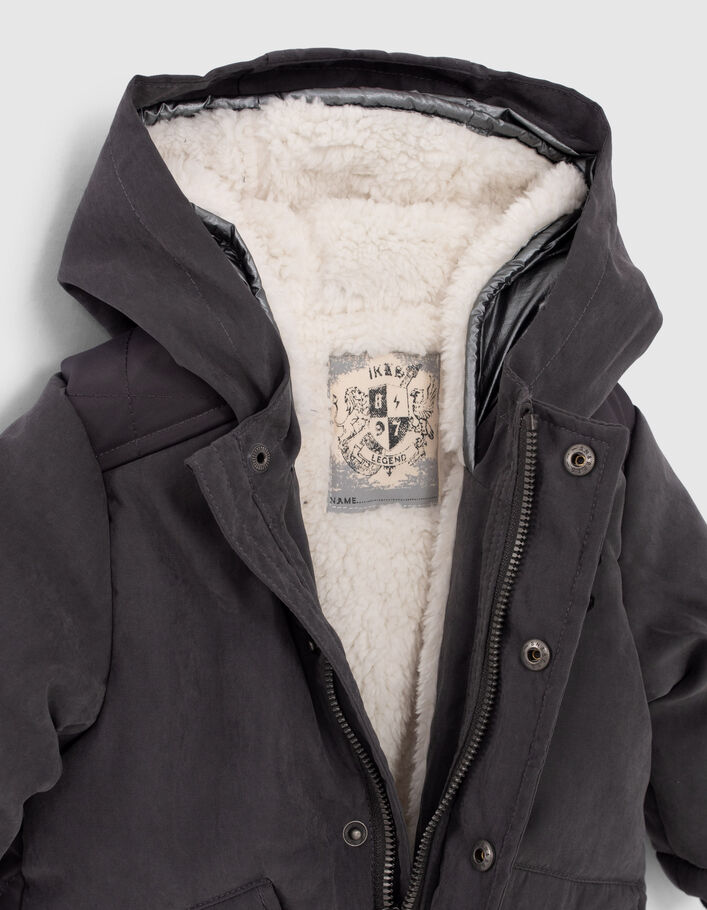 Baby boys’ grey fur-lined double hooded parka - IKKS