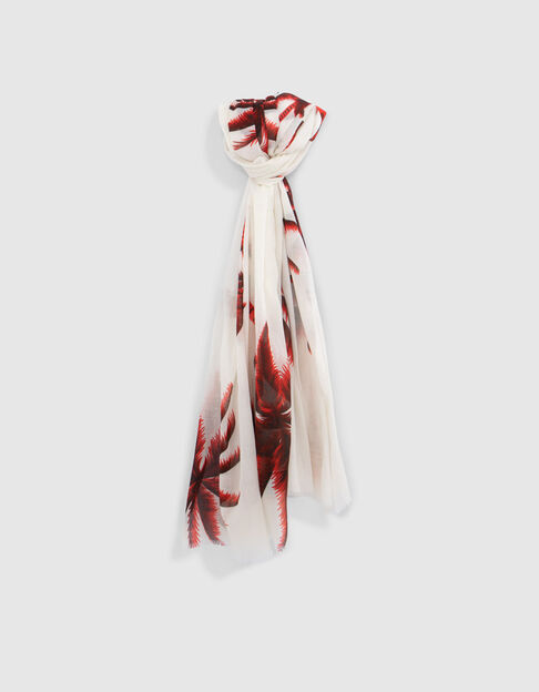 Women’s red scarf with palm tree motif - IKKS