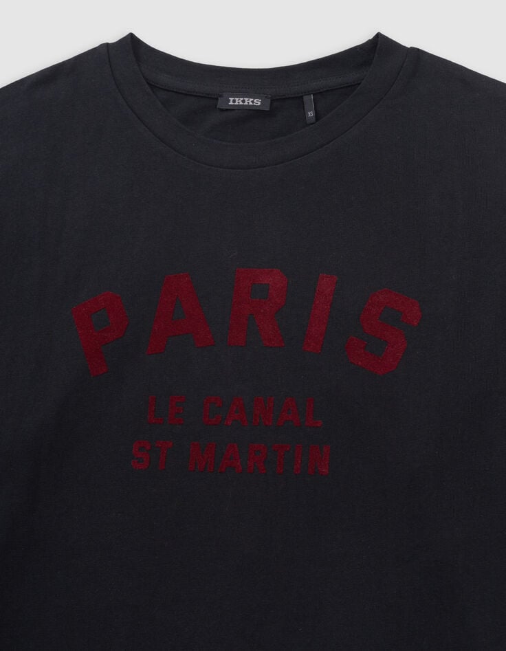 Black t-shirt with velour flocked message for girl-2 Black t-shirt with velour flocked message for girl-2