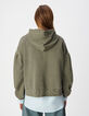 Kapuzenpulli khaki aus Bio-Baumwolle mit gestickter Botschaft Damen-3
