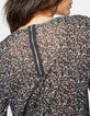 Tee-shirt manches 3/4 en lin imprimé wavy noir femme-5