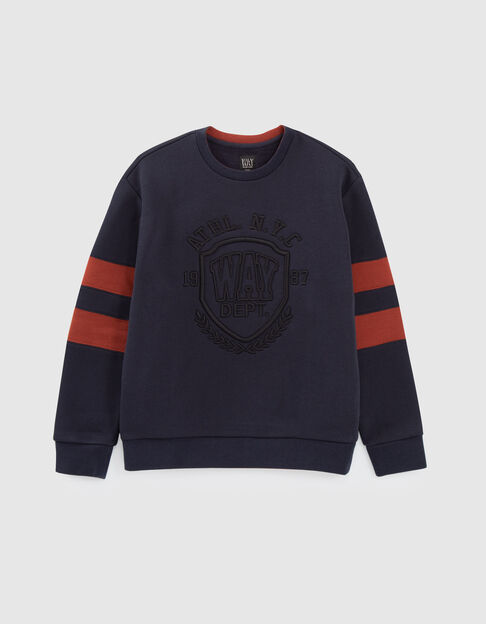 Marineblaues Jungensweatshirt mit Reliefstickerei - IKKS