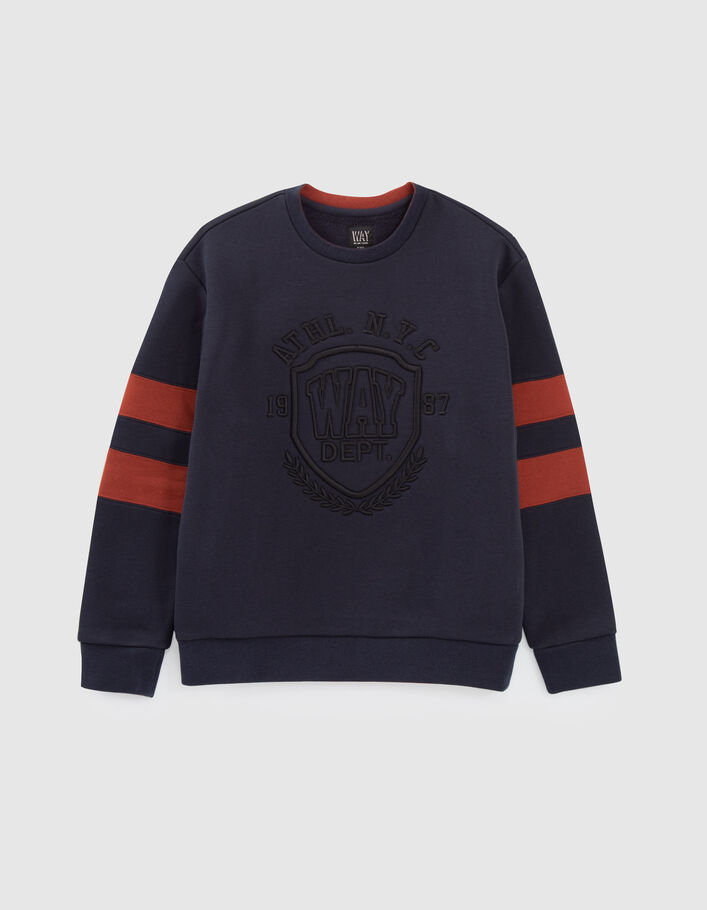 Boys’ navy sweatshirt with XL textured embroidery-1