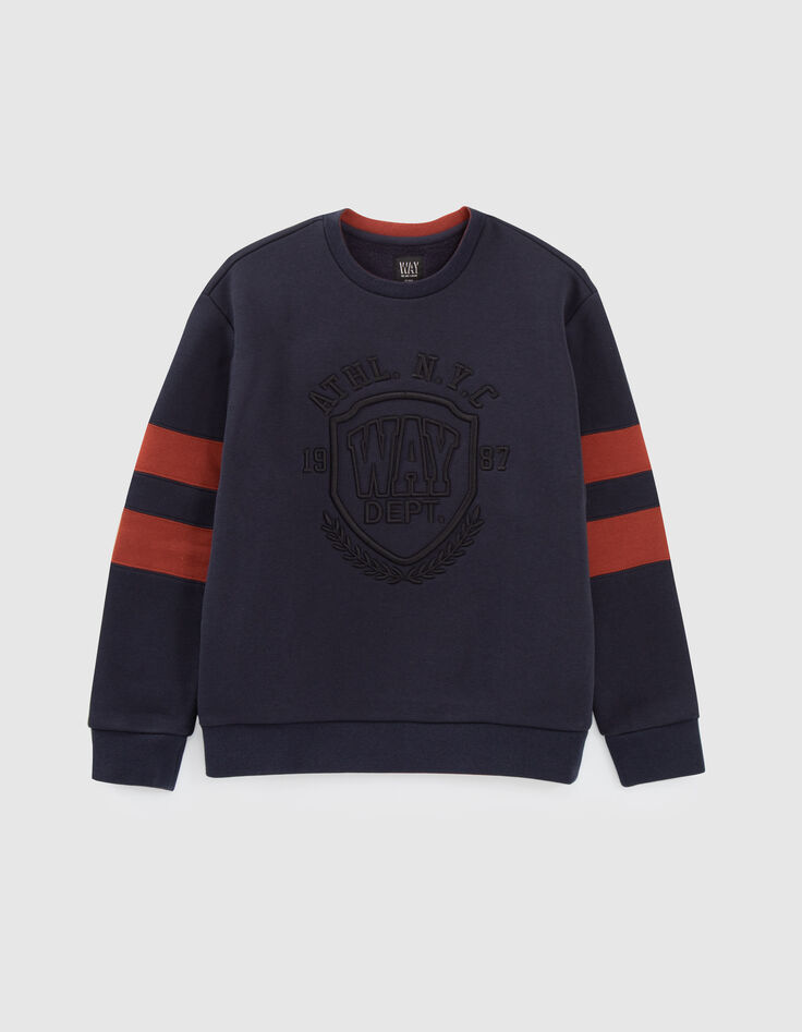 Boys’ navy sweatshirt with XL textured embroidery-1