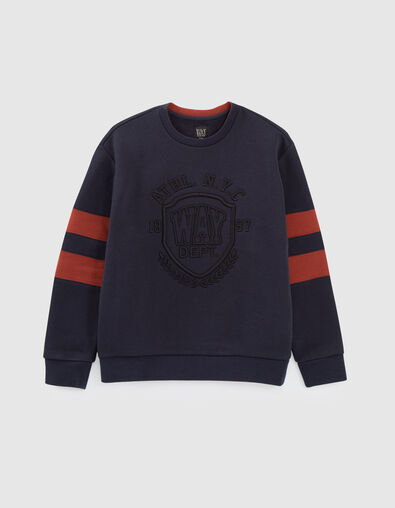 Marine sweater reliëf maxi-borduursel jongens - IKKS