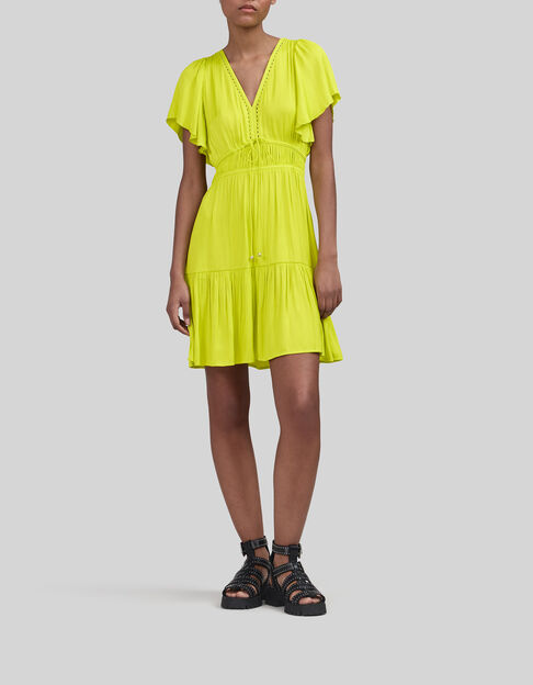 Anisgr&uuml;nes Damenkleid mit Knitteroptik - IKKS