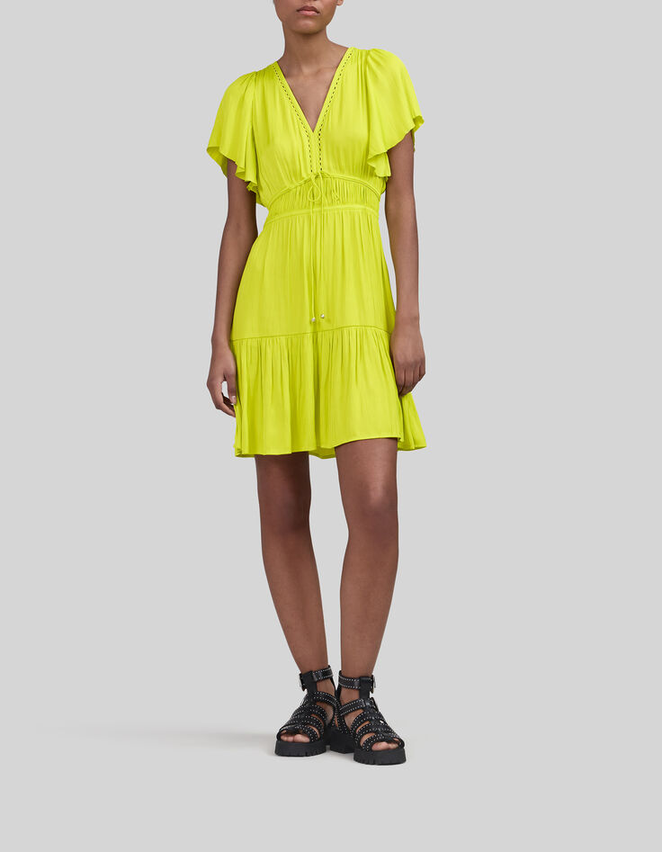 Anisgr&uuml;nes Damenkleid mit Knitteroptik-1