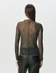 Kaki T-shirt mesh luipaardprint Dames-3